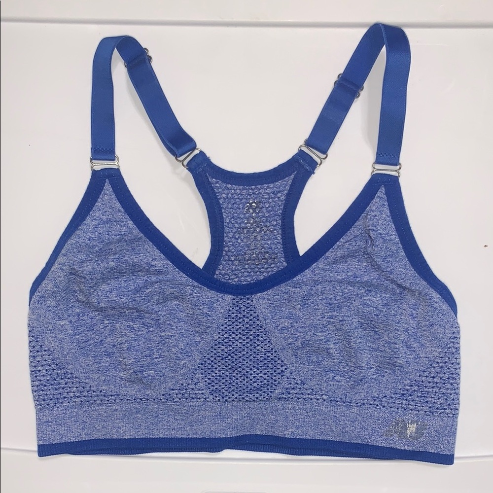 New Balance Blue Sports Bra with Racerback Design